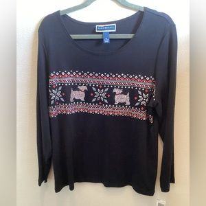 Karen Scottie Bling Scottie 100% Cotton Long Sleeve T